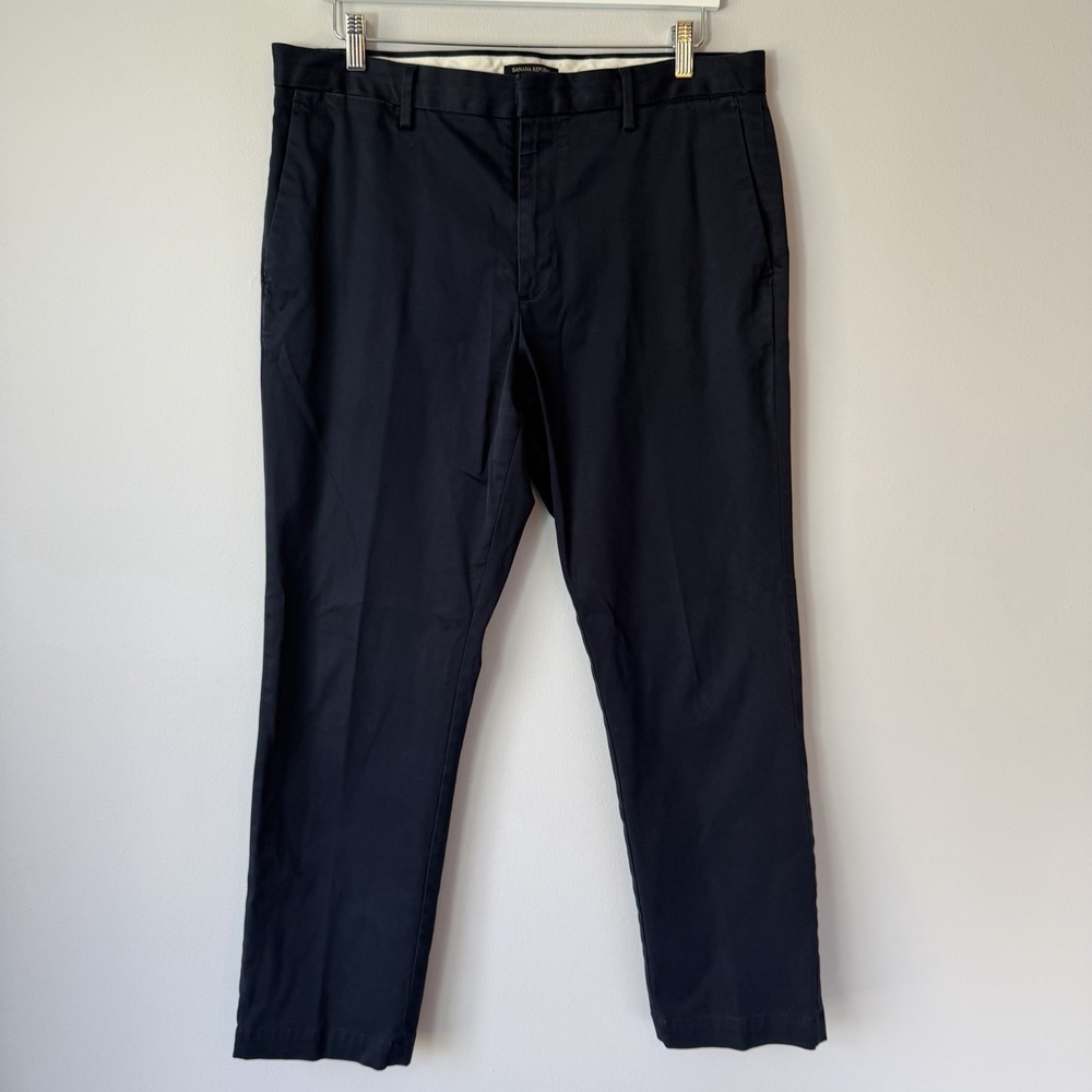 Banana Republic Navy Blue Chinos Aiden Slim Fit 36x32 Cotton Stretch‎ Pants